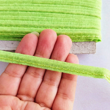 2mm Flanged Insertion Piping on 9mm Band, Green Art Silk Fabric Trim, Cord piping Trim